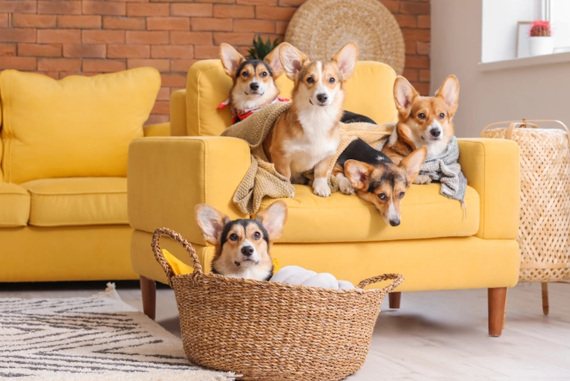 Five dogs at home